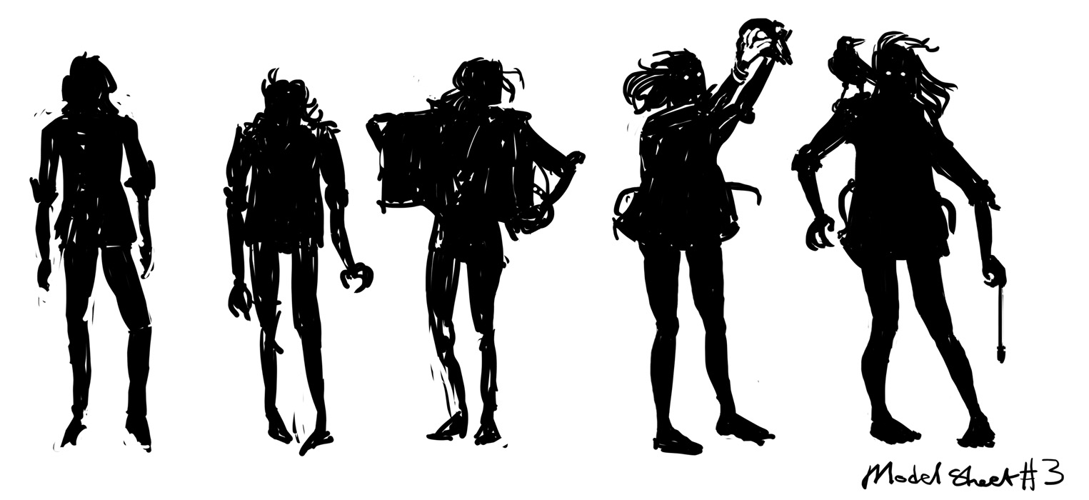 five silhouettes sketch